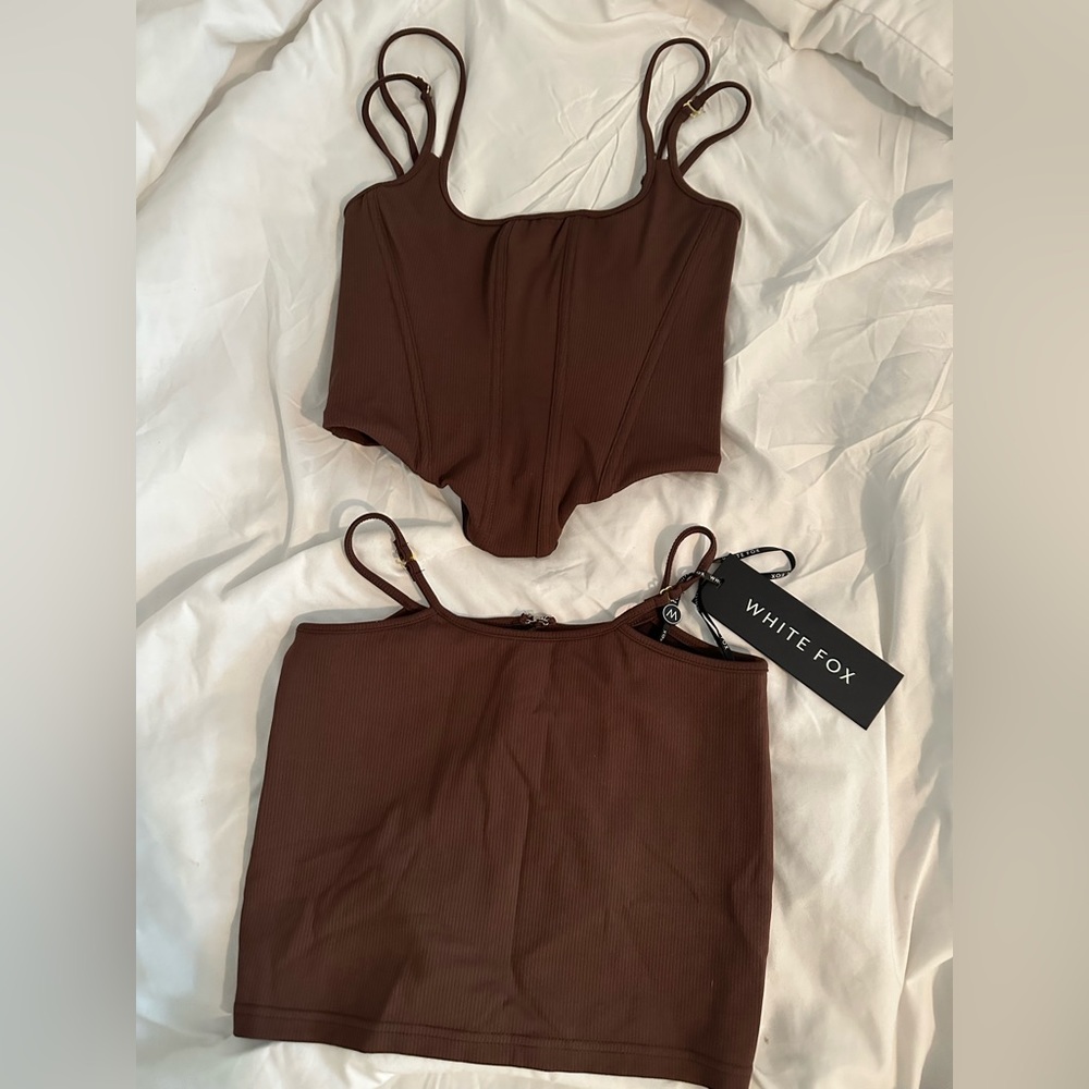 WHITE FOX BROWN CORSET SKIRT SET